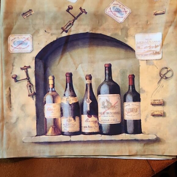 Set of 2 Wine & Cork Kitchen Dining Room Window Valance Curtains- 15" X 58" Each - Picture 3 of 8